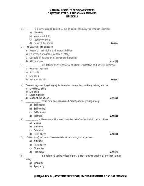 Evs Objective Type Questions And Answers Reader