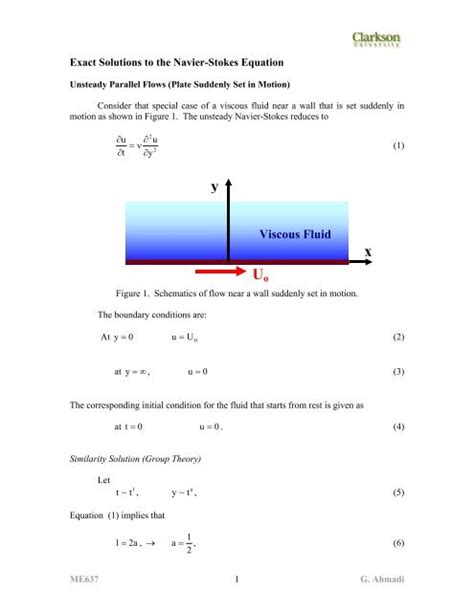 Exact Solutions To The Navier Stokes Equation Doc