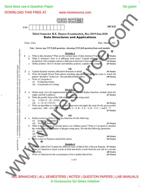 Exam Paper Solution For Diploma 3rd Sem PDF