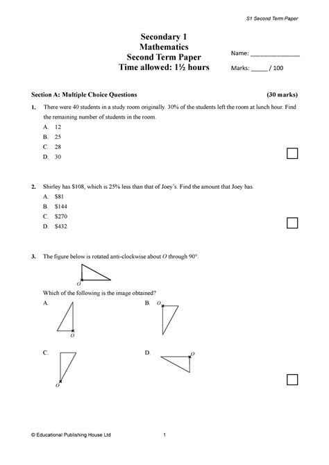 Exam Solutions Maths S1 Reader