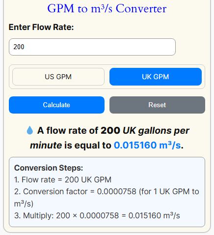 Example 1: Converting 100 GPM to m³/s