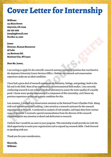 Example Cover Letter for Internship: Stand Out and Get Noticed