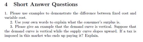 Example Of Short Answer Questions Doc