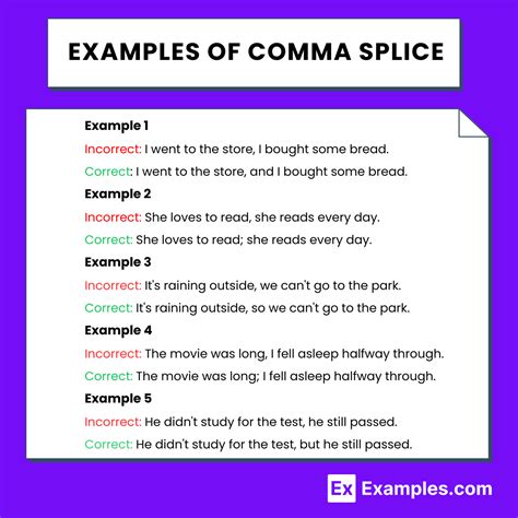 Example of Comma Splicing: