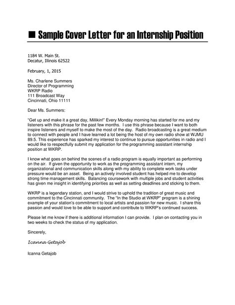 Example of an Internship Cover Letter