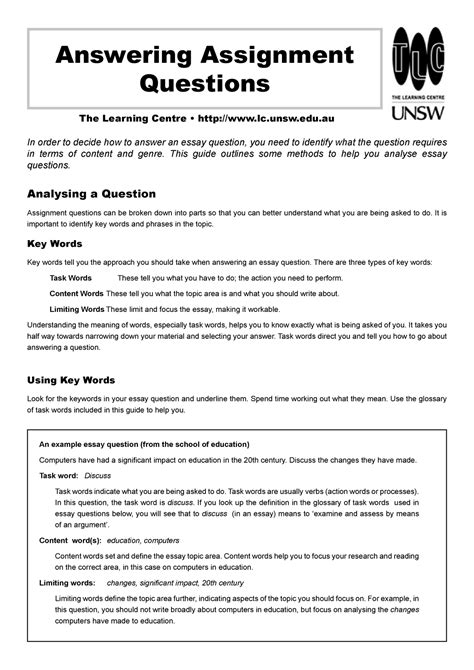 Examples Of Essay Question Answers Reader