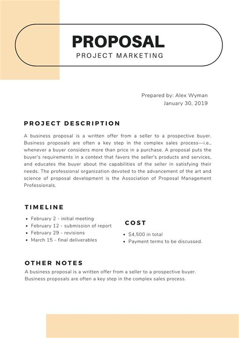 Examples Of Written Proposals Templates