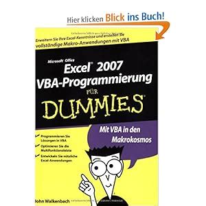 Excel 2007 VBA-Programmierung fÃ¼r Dummies German Edition Kindle Editon