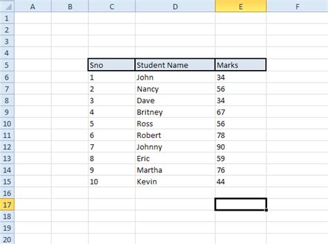 Excel 2010 Test Answer Key Doc