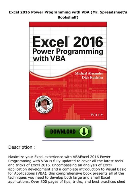 Excel 2016 Power Programming with VBA Mr Spreadsheet s Bookshelf PDF