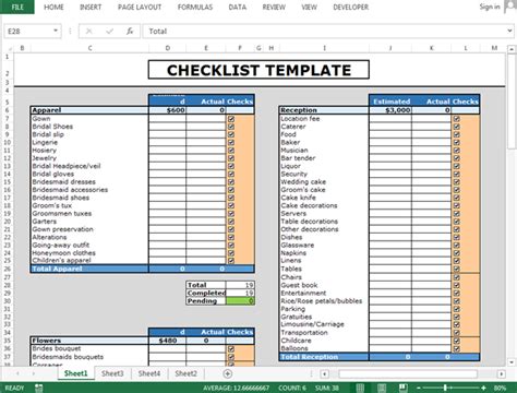 Excel Check List Template