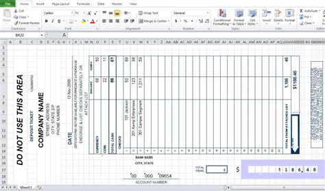 Excel Deposit Slip Template