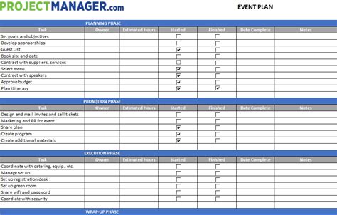 Excel Event Planning Template