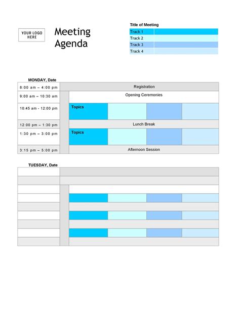 Excel Meeting Agenda Template