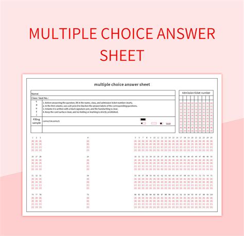 Excel Multiple Choice Answer Template Sheet Reader