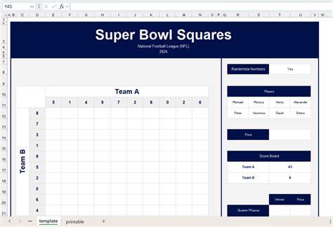 Excel Super Bowl Squares Template