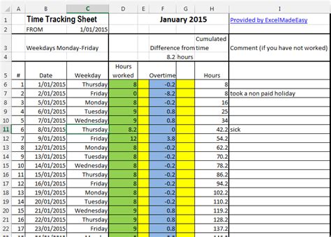 Excel Template For Time Tracking