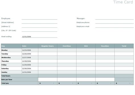 Excel Time Card Template