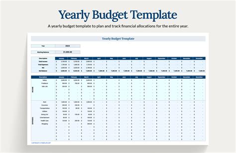 Excel Yearly Budget Template