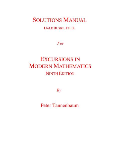 Excursions In Mathematics Tannenbaum Solutions Chapter 7 Epub