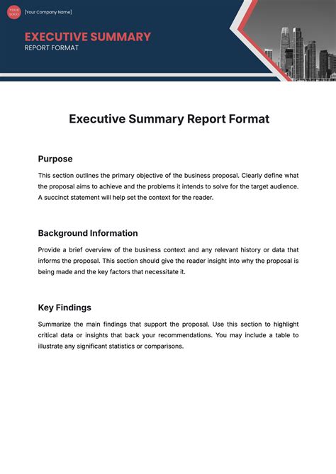 Executive Summary Report Example Template