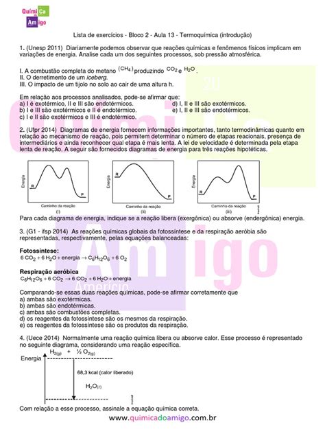 Exercícios Termoquímicos: Uma Jornada para Compreender as Transformações Energéticas