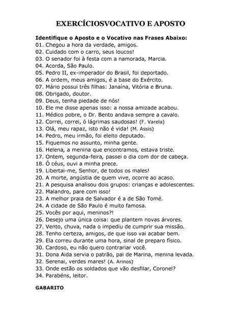 Exercícios com Aposto e Vocativo: Guia Completo para Dominar Essas Figuras de Linguagem