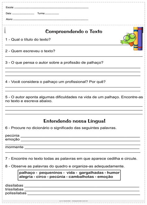 Exercícios de Interpretação de Textos