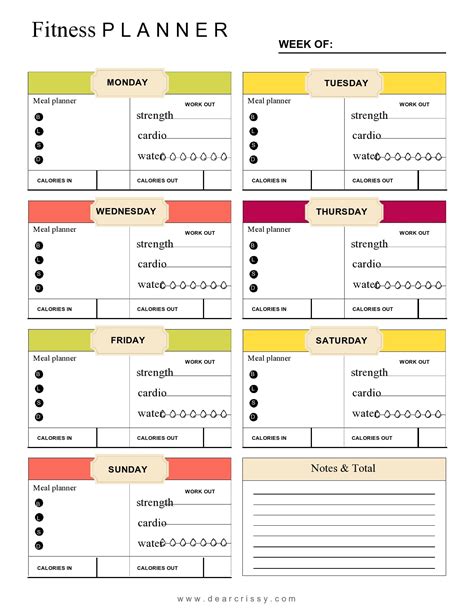 Exercise Diary Template
