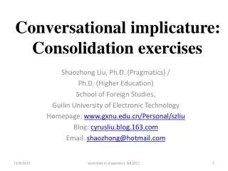 Exercises And Solutions Of The Conversational Implicature Reader