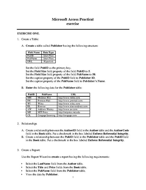 Exercises In Ms Access With Answers Epub