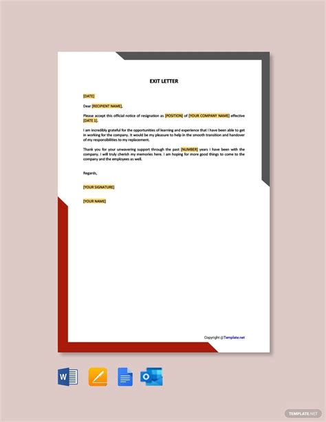 Exit Letter Template