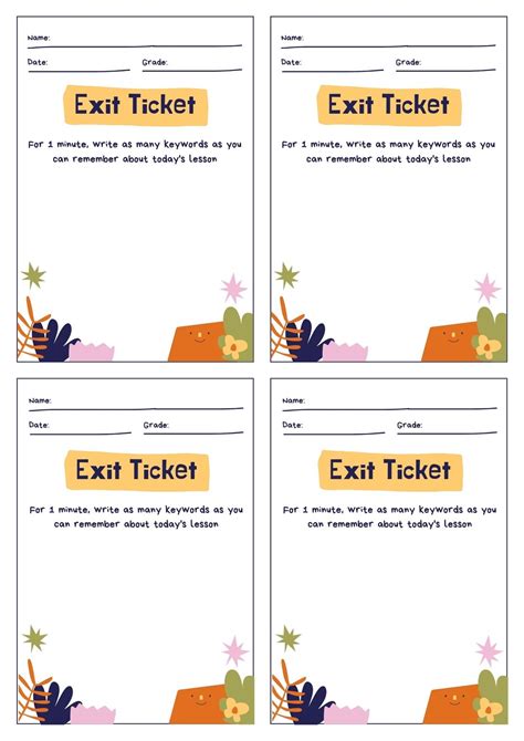 Exit Ticket Template Free
