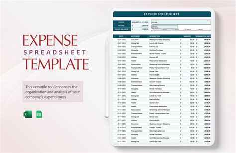 Expense Spreadsheet Template Free