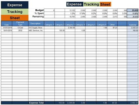 Expense Tracking Template