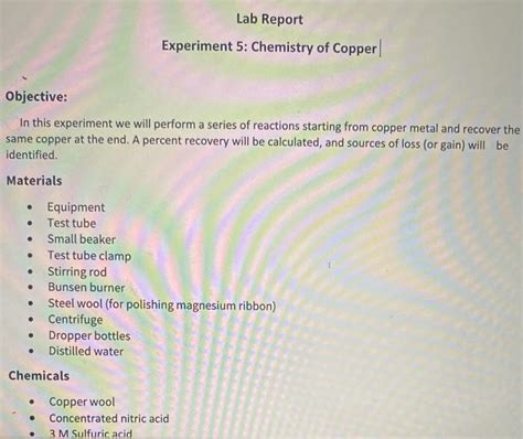 Experiment 5 Chemistry Of Copper Answers Doc