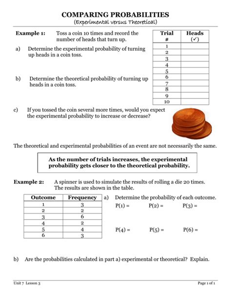 Experimental Probability Answers PDF