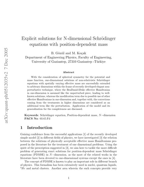 Explicit Solutions For N Dimensional Schrodinger PDF