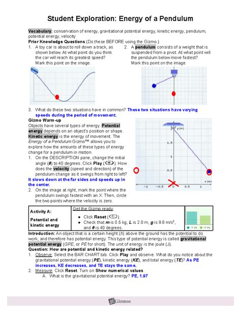 Explore Learning Energy Of A Pendulum Answers PDF