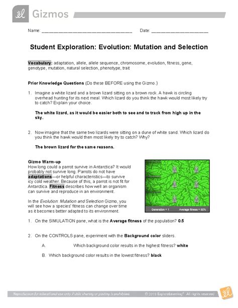 Explore Learning Evolution Mutation And Selection Answers Epub