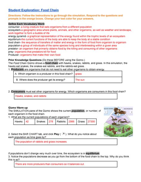 Explore Learning Food Chain Gizmo Answer Key Doc