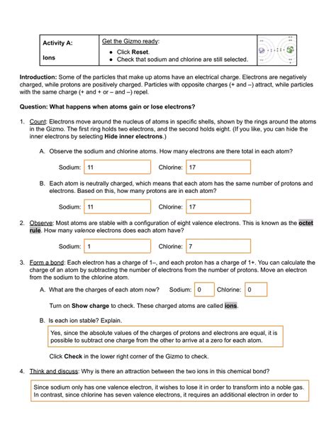 Explore Learning Gizmo Answer Ionic Bonds Doc