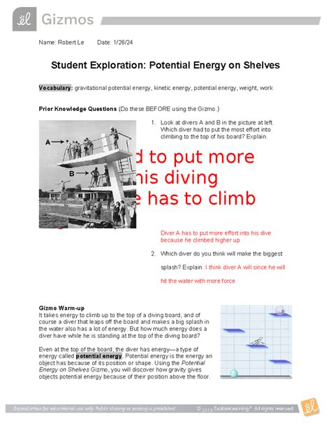 Explore Learning Gizmo Answer Key Potential Energy Shelves Kindle Editon