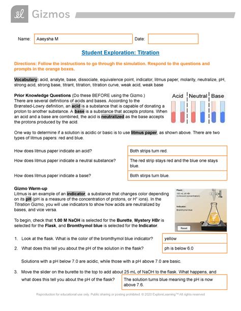 Explore Learning Gizmo Answer Key Titration Epub