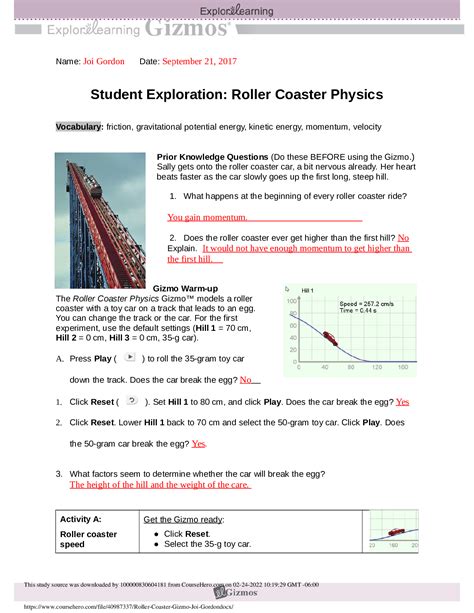 Explore Learning Gizmo Answers Roller Coaster Epub