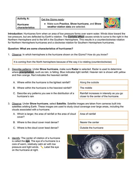 Explore Learning Hurricane Motion Gizmo Answers Doc