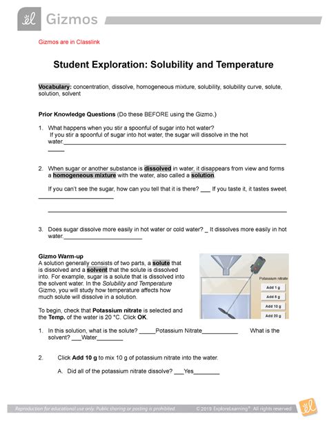 Explore Learning Solubility Temperature Answers Doc