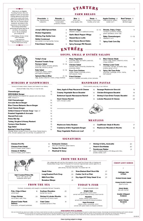 Explore the Founding Farmers DC Menu