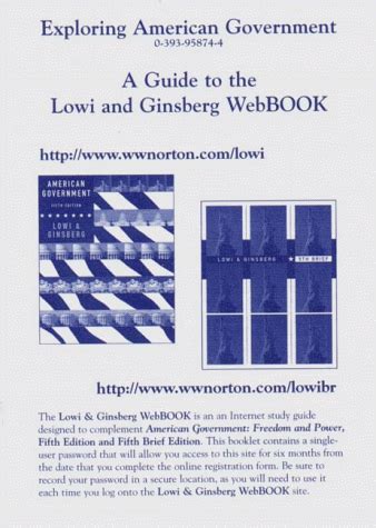 Exploring American Government A Guide to the Lowi and Ginsberg Webbook Epub