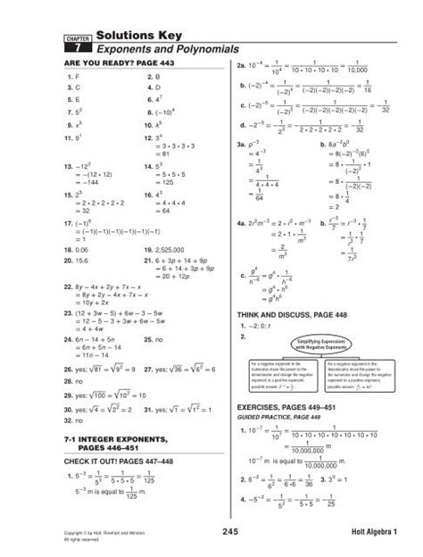 Exponents Practice Answers Holt Mcdougal PDF